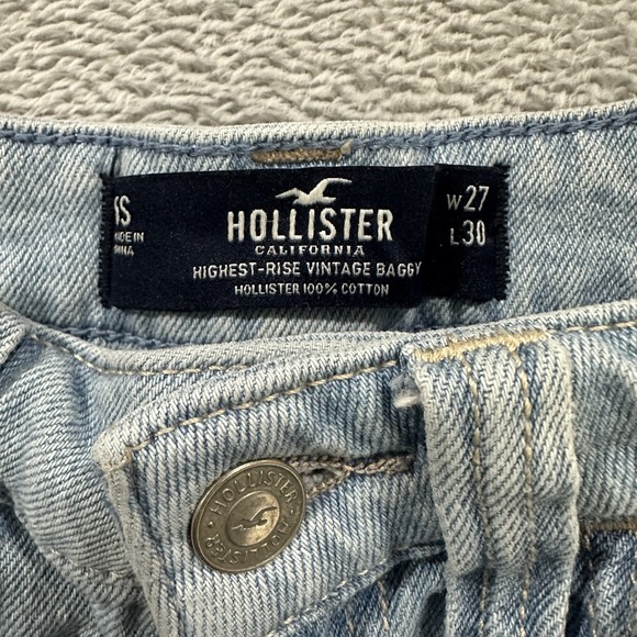 Hollister Cargo Pants Jeans Women XS 27 x 30 Blue Straight Y2K Streetwear - Picture 2 of 11